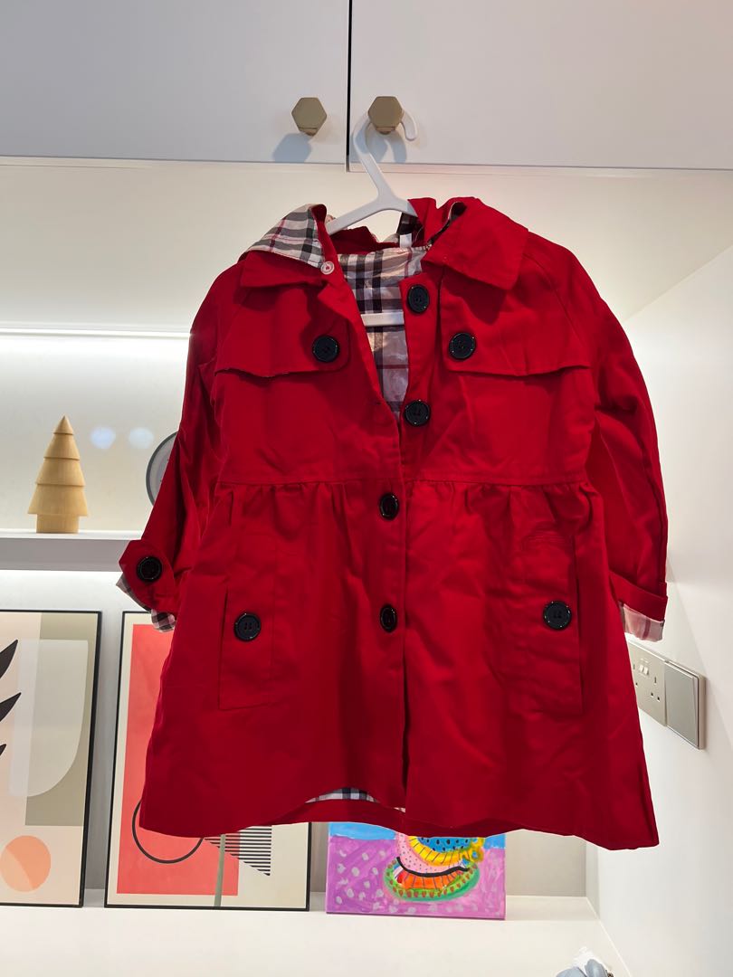 Red trench top coat for kids
