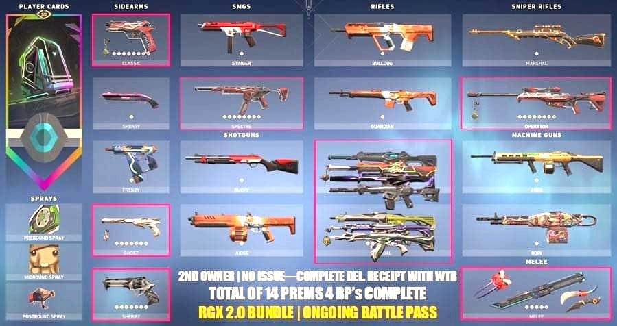 CHEAPEST RGX 2.0 bundle + ruin dagger + 4 Completed BP 16 premium skins ...