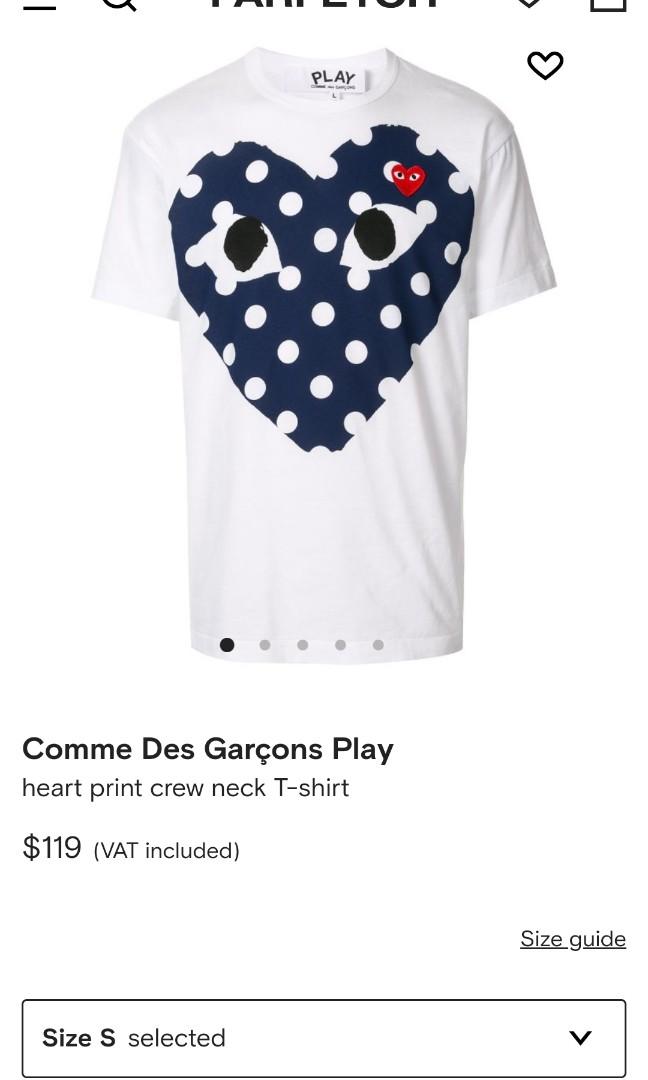 Comme Des Garcons White Tee polka hearts men size M Men s Fashion Tops Sets Tshirts Polo Shirts on Carousell