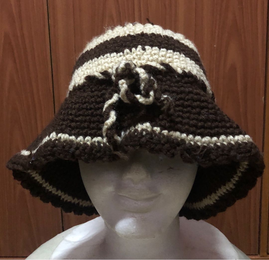Crochet Bucket Hat, Women's Fashion 