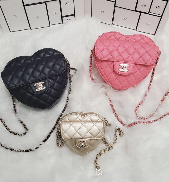 Chanel Heart Mirror Vanity Handbag Purse Black Patent Leather 98794 | eBay