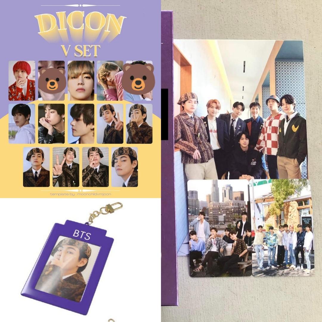 DICON 101 SET | TAEHYUNG SET OT7 GROUP PC POSTCARD KEYRING BTS (Category: K-Wave Merchandise) located in Davao. Submitted by rozenzalde (Listing ID 1158165518, Image 1). Description: RFS: Getting my self the complete set. Kunin nyo naaaa🙏 Inclusions: 12 taehyung pcs (no tete bread & mama mary) 2 OT7 pcs 1 OT7 postcard 1 keyring will include official freebies if sure buyer.