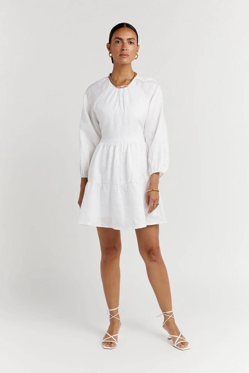 Dissh Lenore White Linen Mini Dress, Women's Fashion, Dresses & Sets
