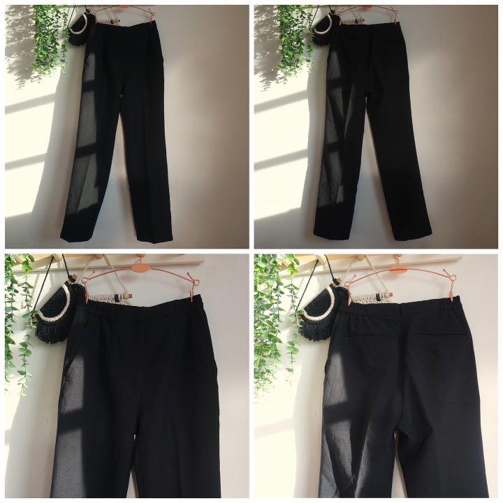 Green Label Relaxing x KFC Black Classic Office Straight Fit Leg Pants /  Trousers { Preloved / Thrift}