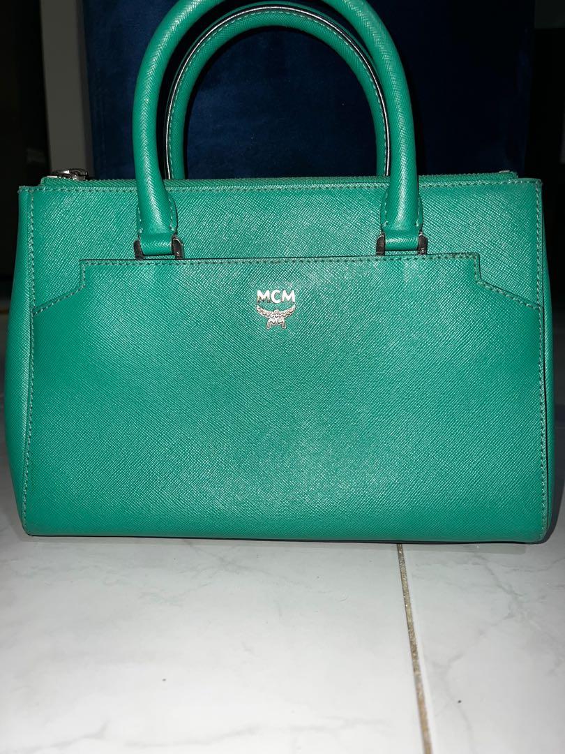Mcm green top bag