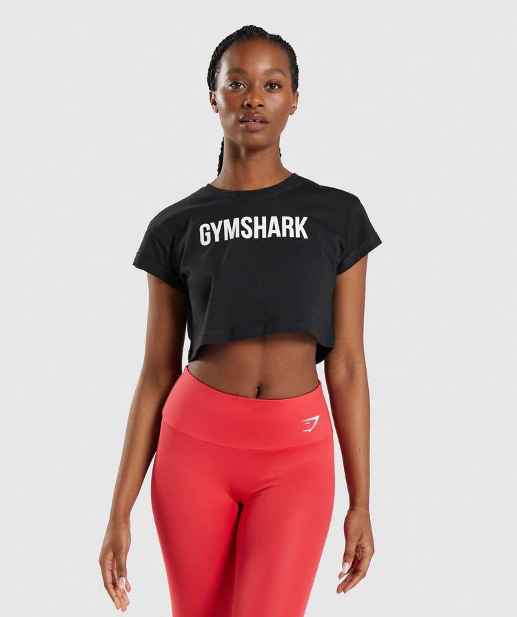 Gymshark Apollo Crop Top (Black) in XL, Women's Fashion