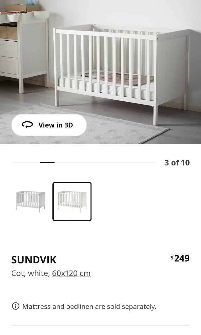 Ikea Sundvik Cot & Mattress, Babies & Kids, Baby Nursery & Kids Furniture, Cots & Cribs on Carousell