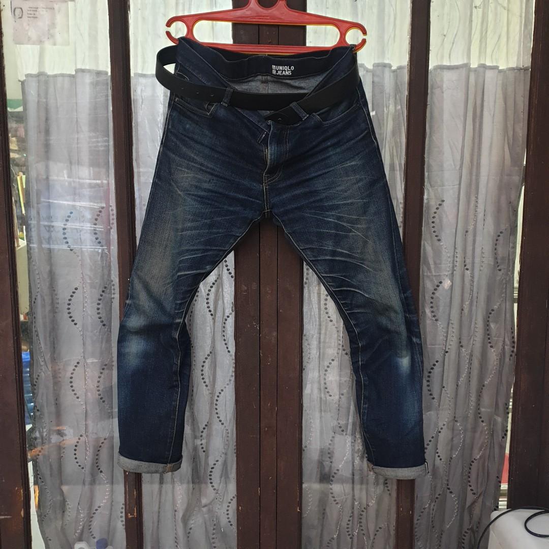 Jean uniqlo selvedge seawash, Fesyen 