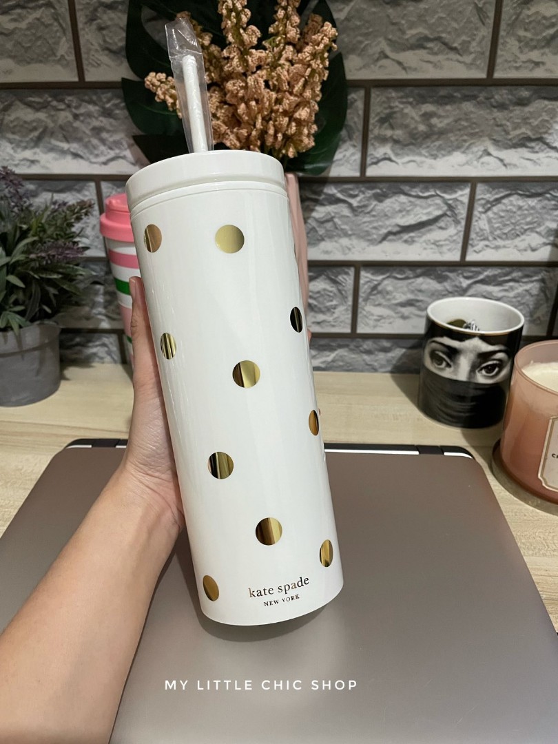 Kate spade acrylic tumbler w straw retail item, Furniture & Home Living