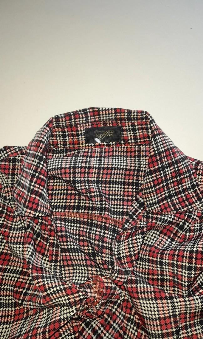 Kemeja Vintage Plaid Maroon, Fesyen 
