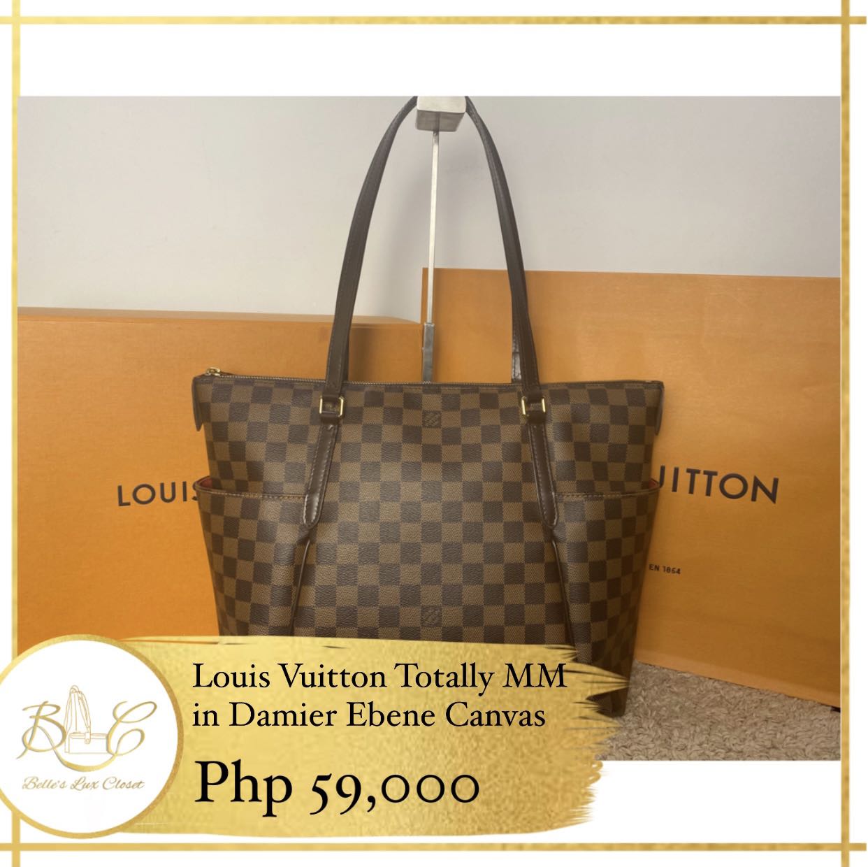 L V Damier Azur Totally MM, Luxury, Bags & Wallets on Carousell