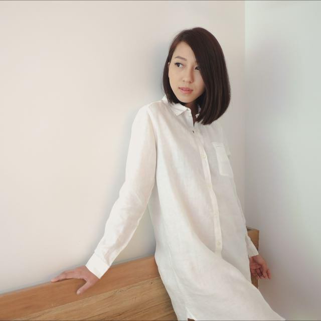 MUJI linen long sleeve shirt dress, Women's Fashion, Dresses & Sets, Dresses on Carousell