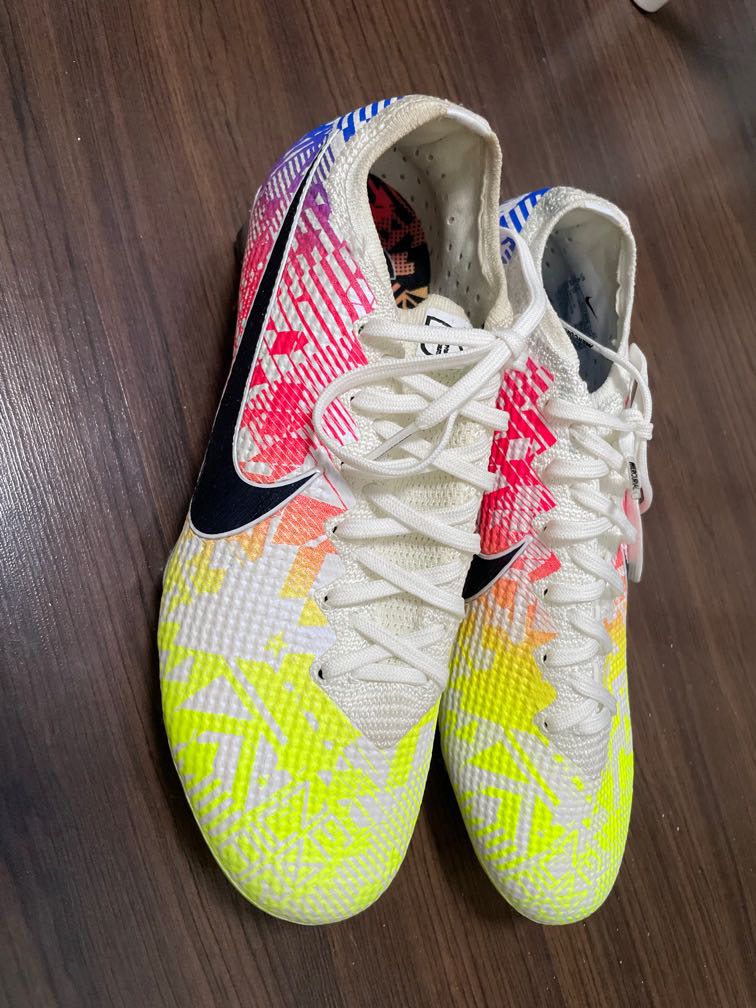 White and rainbow soccer cleats clearance