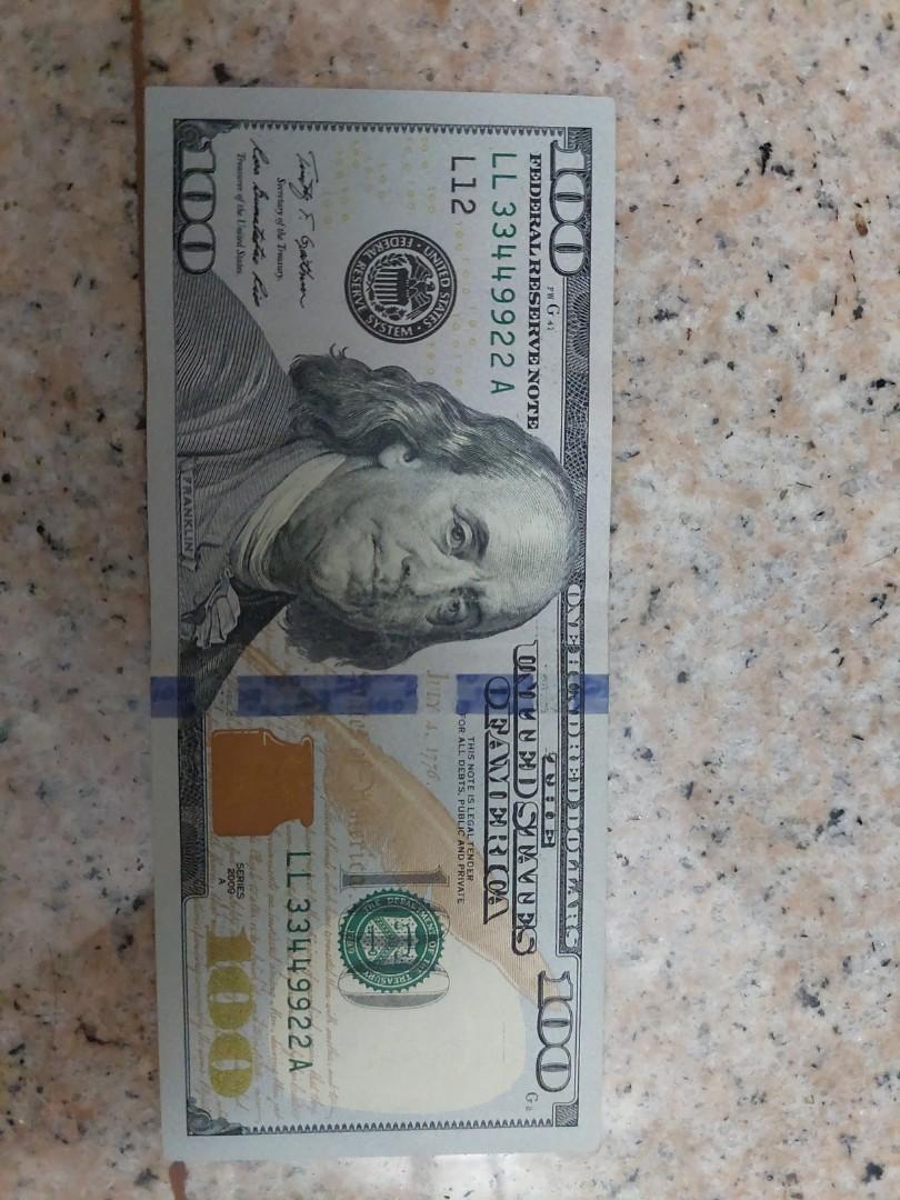 Note USD $100 Special number, Hobbies & Toys, Memorabilia & Collectibles,  Currency on Carousell