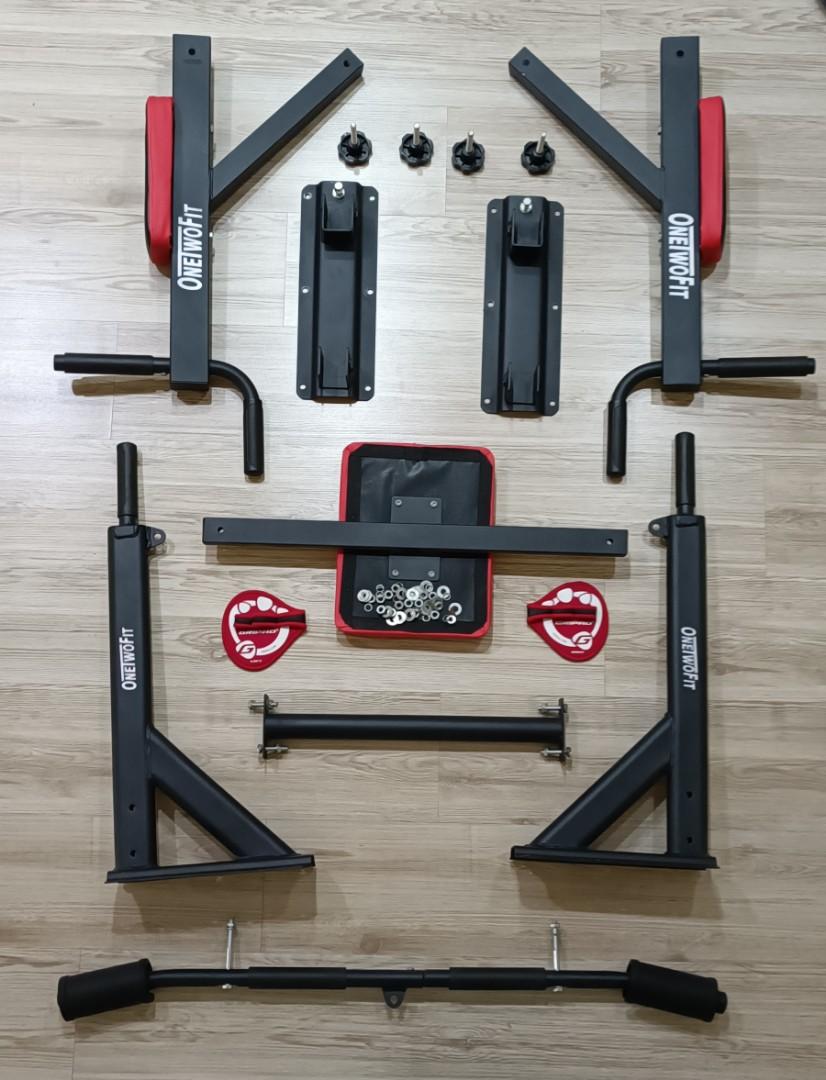 Onetwofit multifunctional wall mounted pull clearance up bar power tower set
