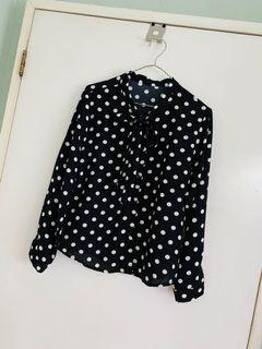 Polka dot button down blouse