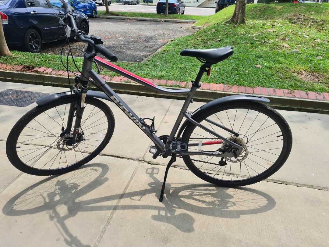 Riverside 500 Disc Brake 9sp Hybrid Bike Grey Red Sports Equipment Bicycles Parts Bicycles on Carousell