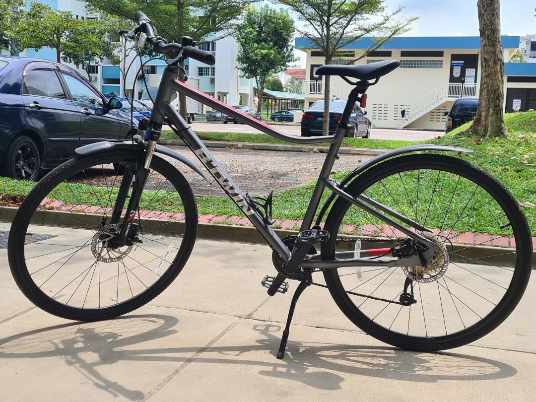 Riverside 500 Disc Brake 9sp Hybrid Bike Grey Red Sports Equipment Bicycles Parts Bicycles on Carousell