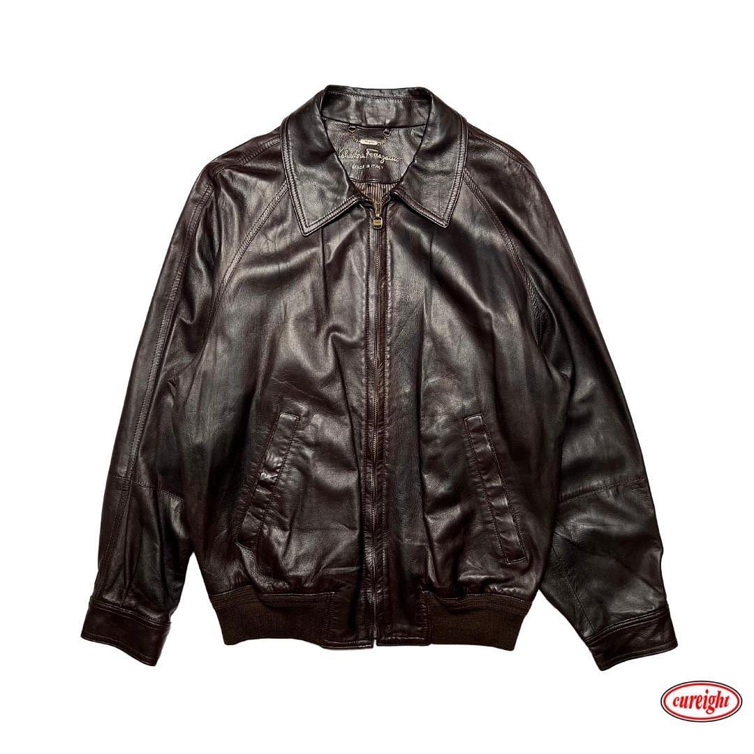 Salvatore Ferragamo Vintage Leather Jacket Men s Fashion Coats