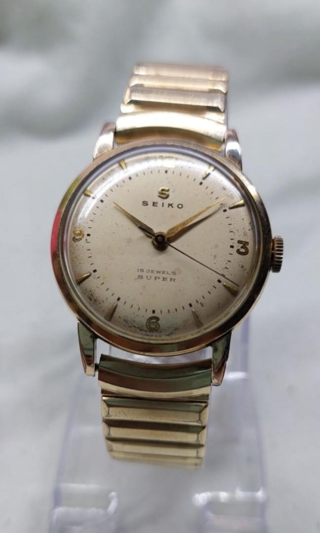 Vintage Seiko Super, 15 jewels, 14K gold plated, Vintage 1950's, Luxury,  Watches on Carousell
