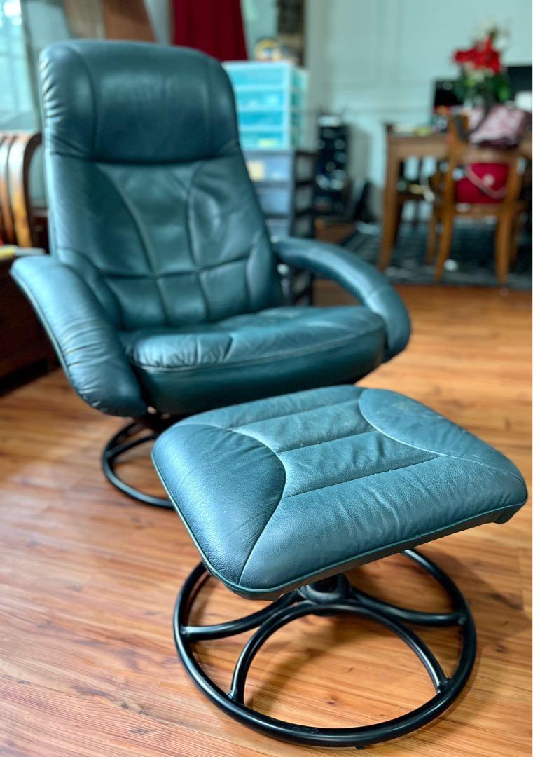 Single seat leather sofa with stool Furniture Home Living