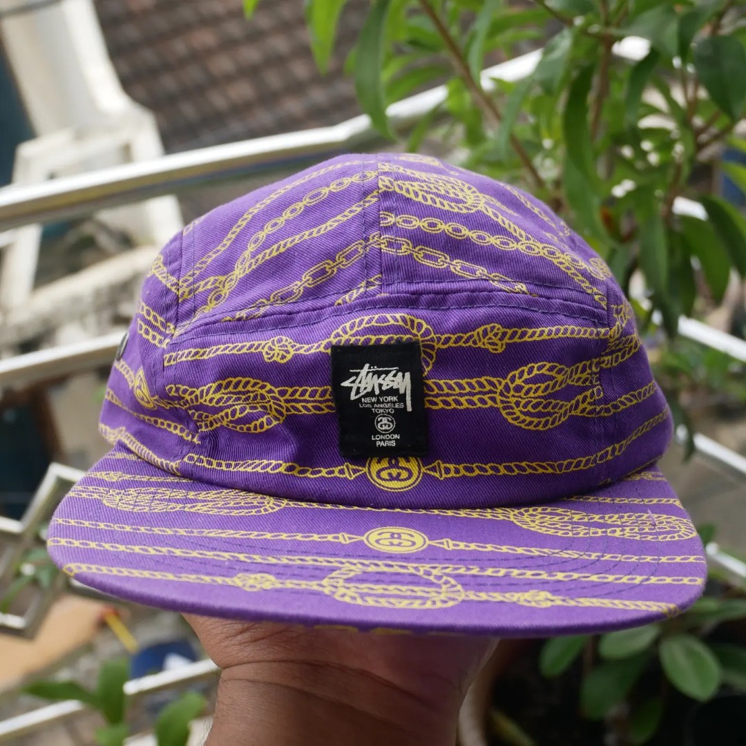 Stussy Silk Purple 5panel Cap, Fesyen 