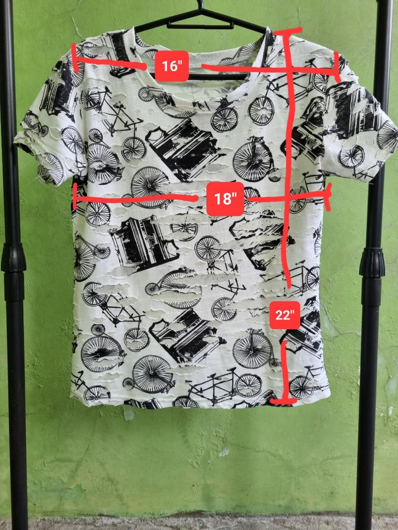 Tattered white shirt with print, Women's Fashion, Tops, Shirts on Carousell