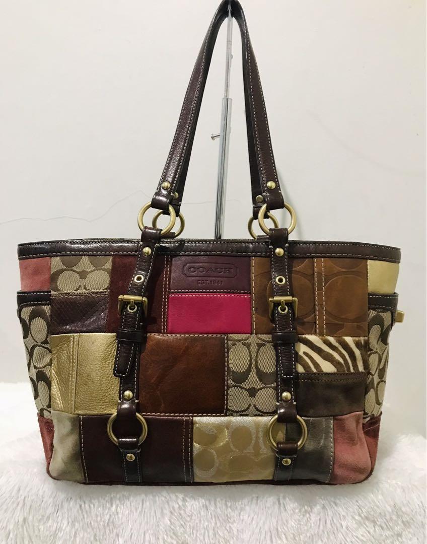 Tote Bag Coach Patchwork Multicolor Barang Mewah Tas Dompet di
