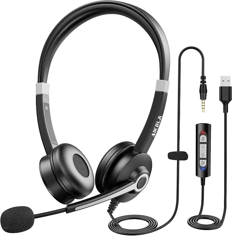 USB Headset with Microphone, AIKELA inLine 3.5mm Wired Computer