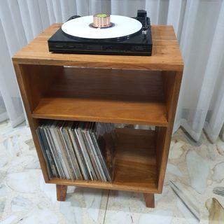 Vinyl Record Shelf Turntable Stand Display Wood Custom Mahogany Crate Rack Storage