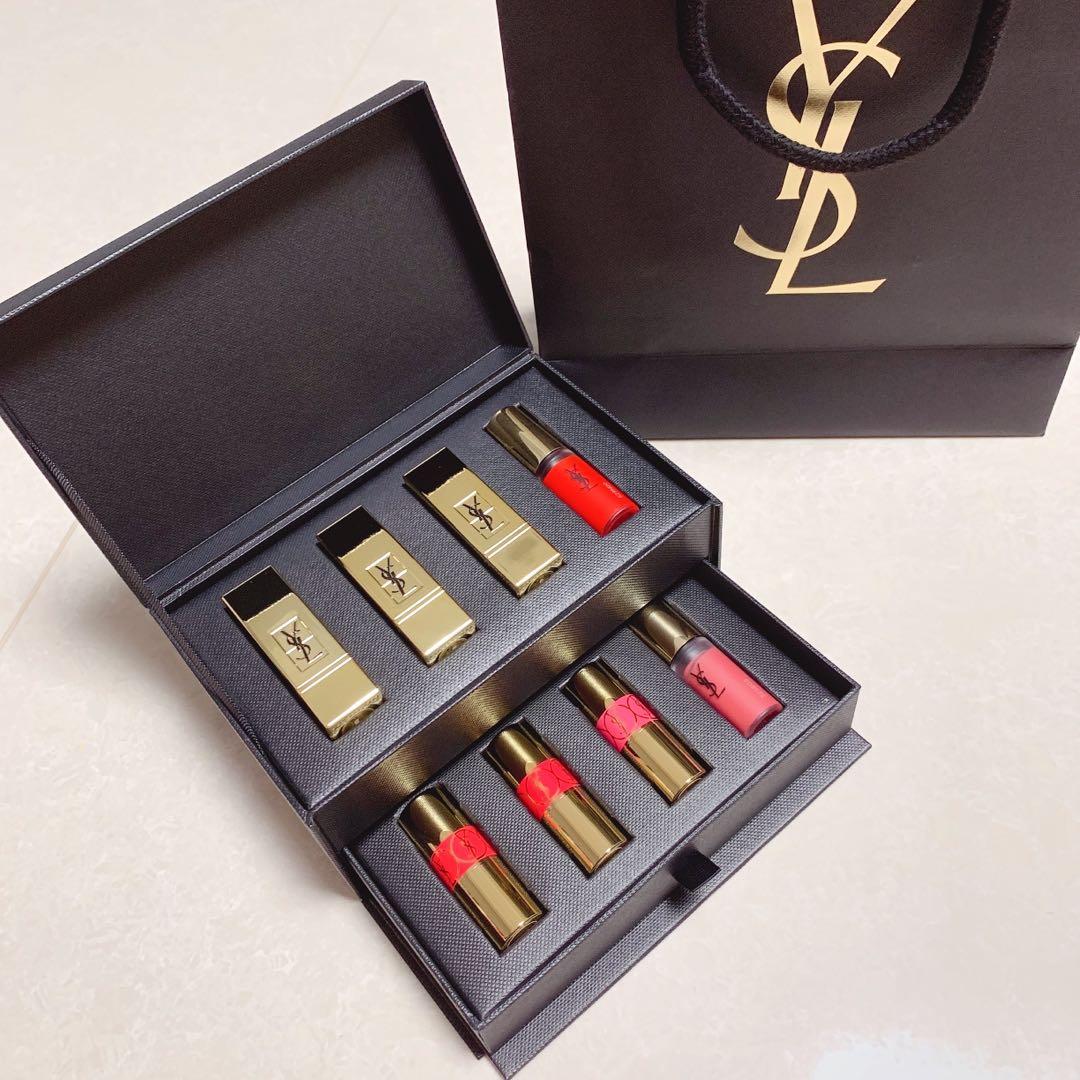 YSL 8 pcs travel size mini lipsticks set with YSL paperbag
