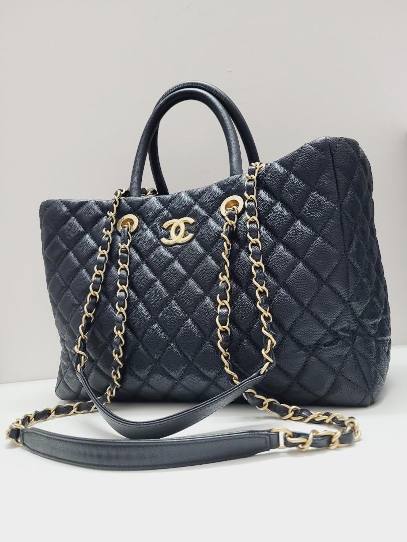 2022 SALE AUTH.CHANEL COCO TOP HANDLE CAVIAR SHOPPER TOTE GHW