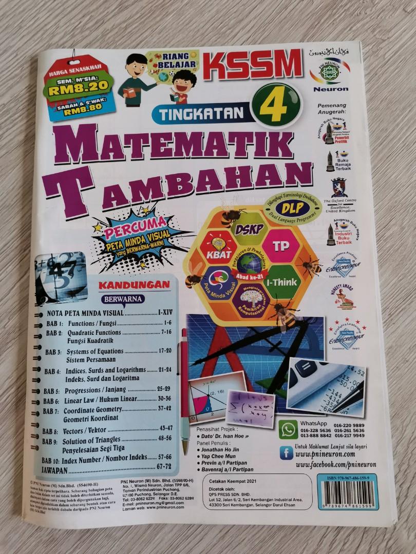 Add Math Matematik Tambahan Form 4 Kssm Hobbies Toys Books Magazines Assessment Books On Carousell