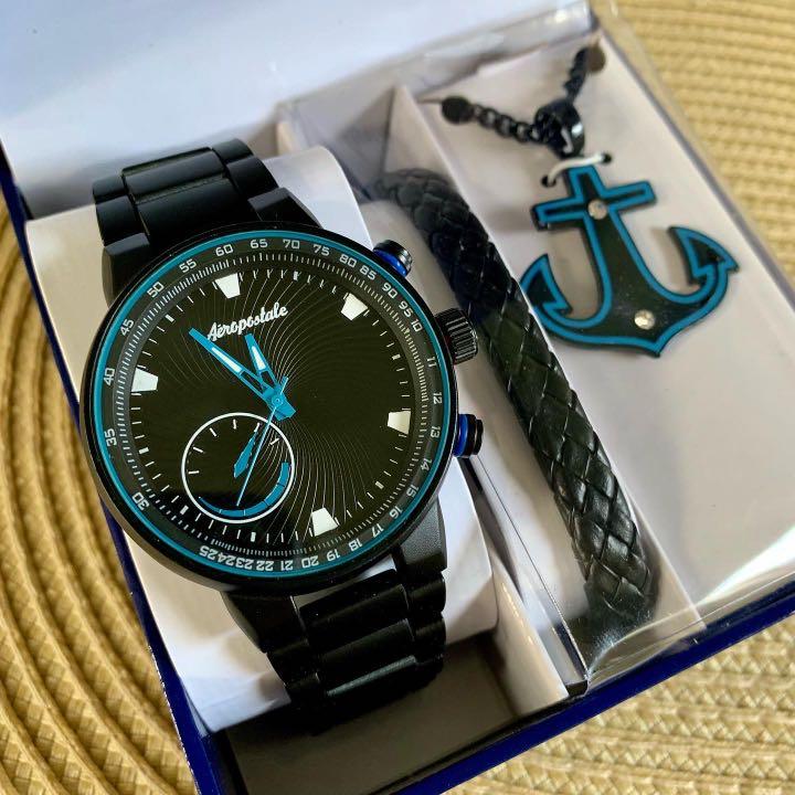 Aeropostale US Luxury Chronograph Stainless Steel Men s Watch Set Women s Fashion Watches Accessories Watches on Carousell