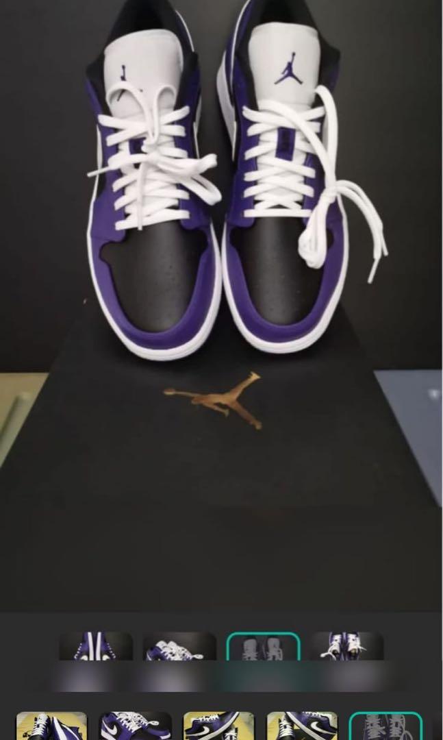 Purple black online white jordans