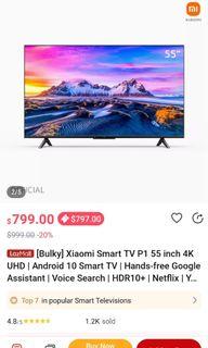 BNIB Xiaomi Mi Smart TV P1 55" Inch in 4K UHD
Android 10 Smart TV