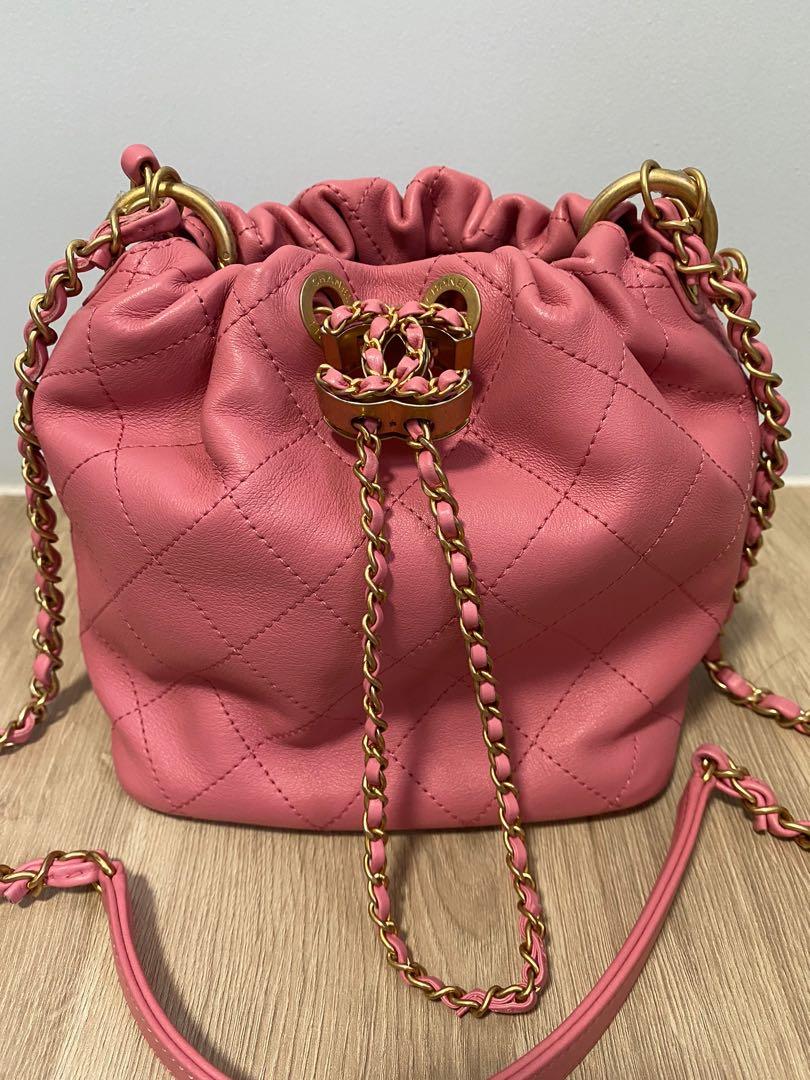 Chanel pink new arrivals drawstring bag