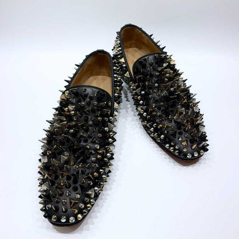 CHRISTIAN LOUBOUTIN BLACK LEATHER STUDDED LOAFERS 227006111