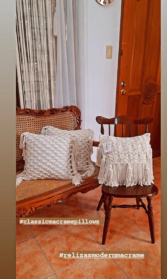 Classic macrame pillows (Category: Cushions & Throws) located in Binan City. Submitted by relizas_modern_macrame (Listing ID 1153057079, Image 2). Description: macrame pillows 18x18inches 💯% handmade.