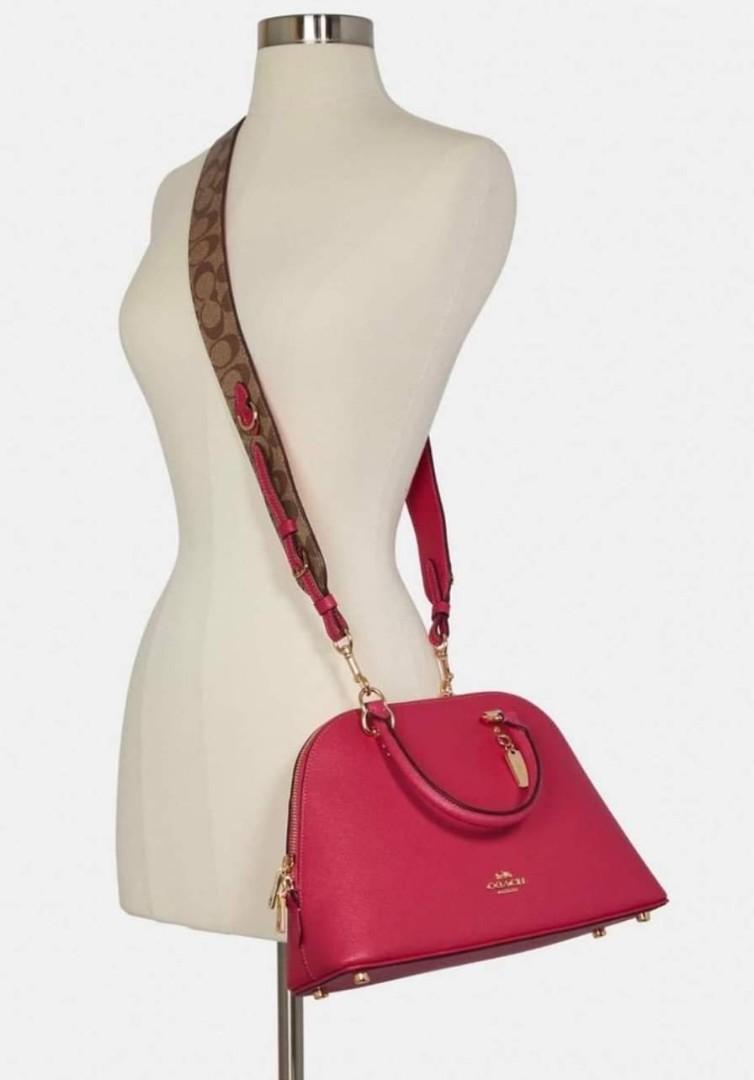 COACH Katy Satchel Bold Pink with Khaki Thick Strap, Luxury, Bags & Wallets  on Carousell