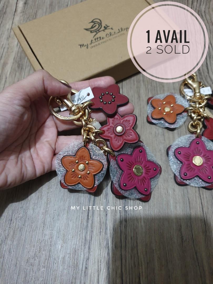 Coach leather flower bag charm
