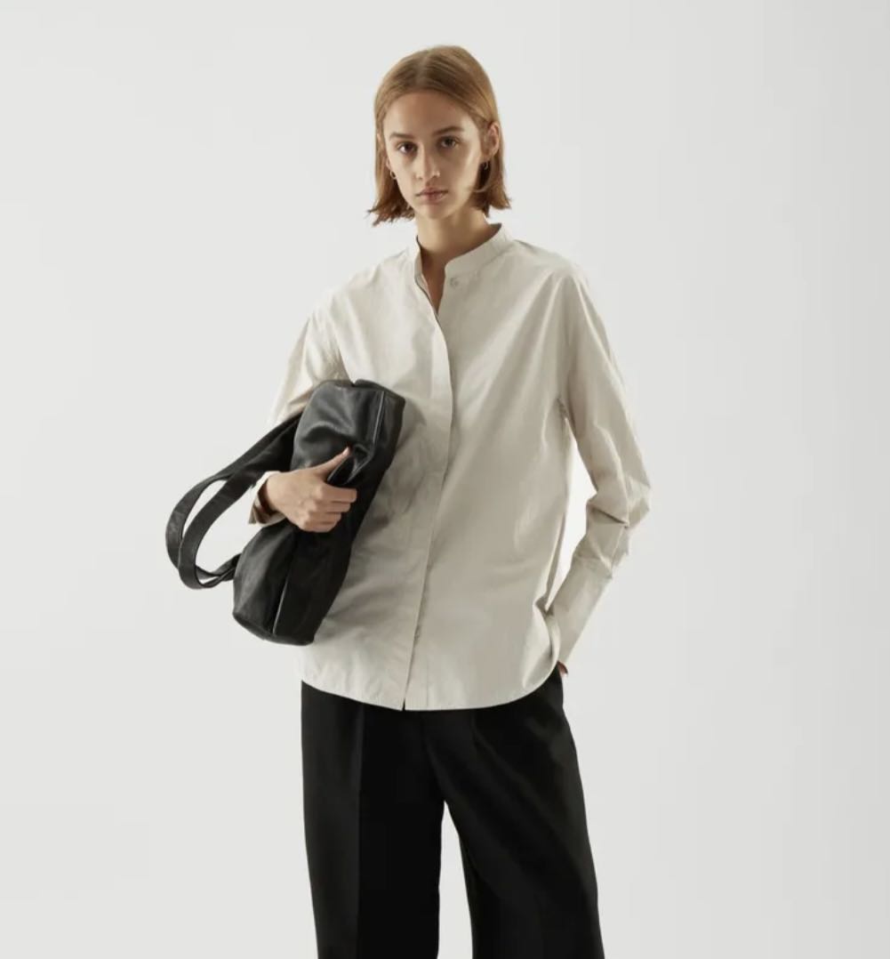 COS Collarless Shirt - Light green 