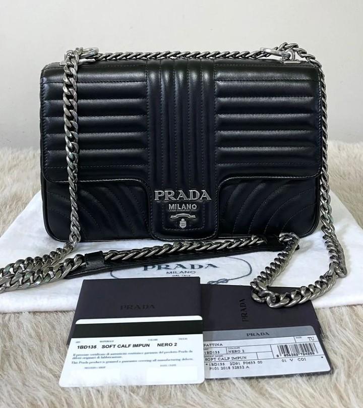 Diagramme PradaBag in Quilted Leather, Luxury, Bags & Wallets on Carousell