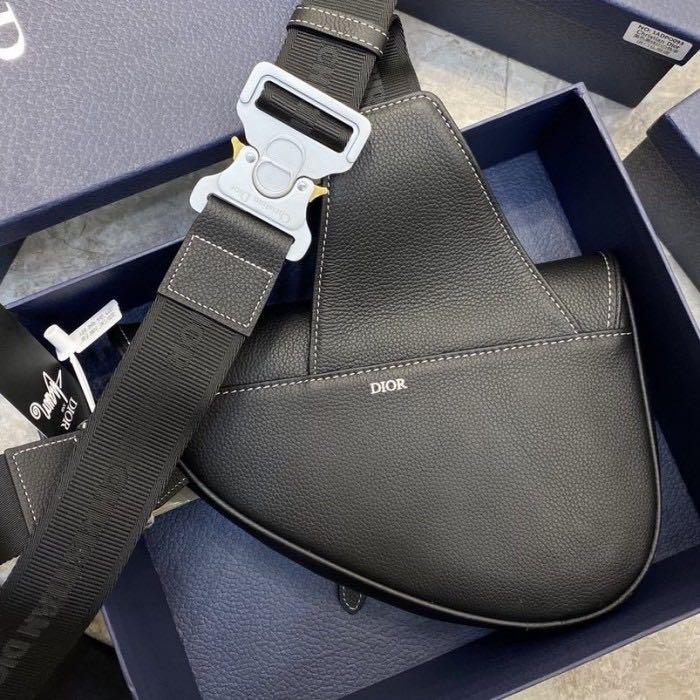 Dior Saddle Bag Black Grained Calfskin with DIOR AND SHAWN