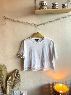 F21 forever21 white crop top with renda