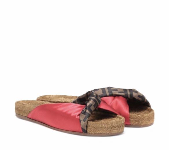 Fendi twisted satin espadrille slide sandals store