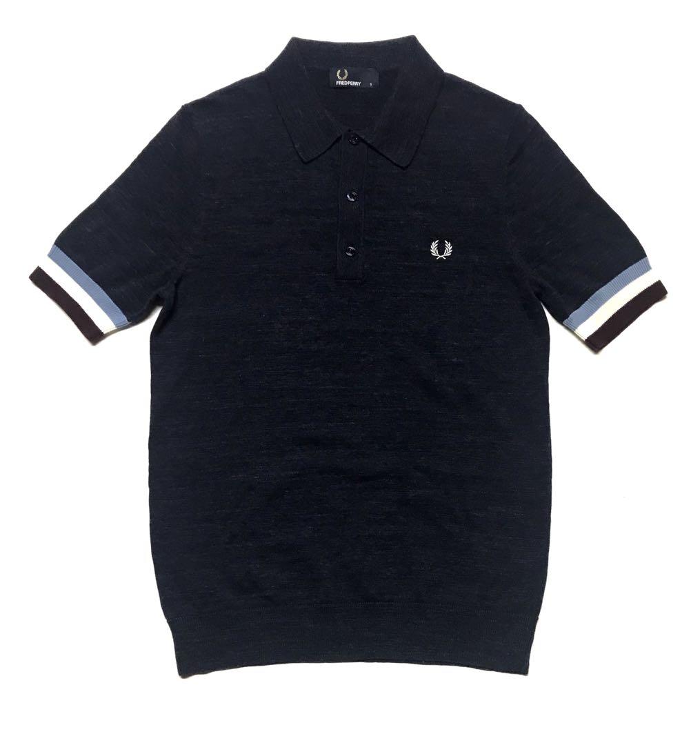 Fred Perry Stripe Cuff Knitted Polo Men s Fashion Tops Sets