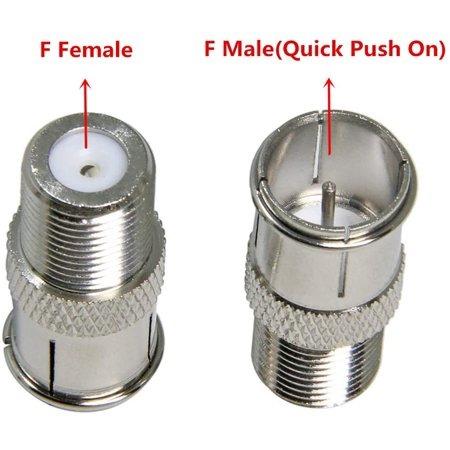 F-type Quick Push-On Adapter Male - Female Coax Coaxial Cable Connector ...