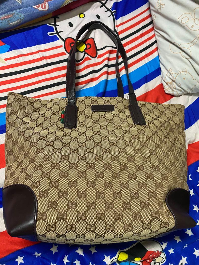 Gucci canvas top tote bag