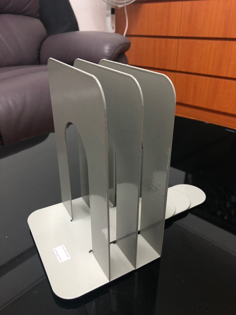 Heavy duty Metal Bookend support for shelves light grey, Hobbies